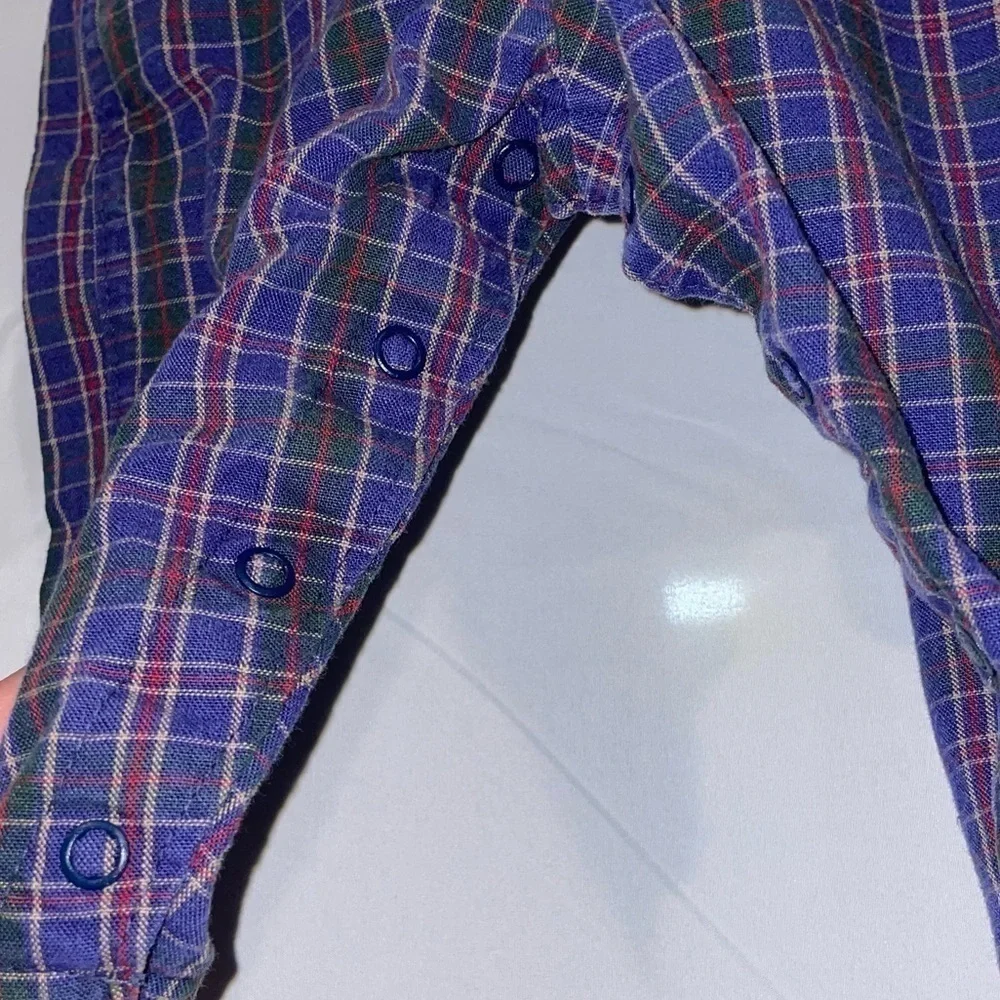 OshKosh B'Gosh Plaid Overall Vestbak Full Length Adjustable Straps Snap Closure